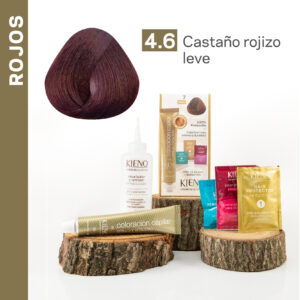 KIT COLORACIÓN CAPILAR ORO 24K + KERATINA - 4.6 Castaño Rojizo Leve